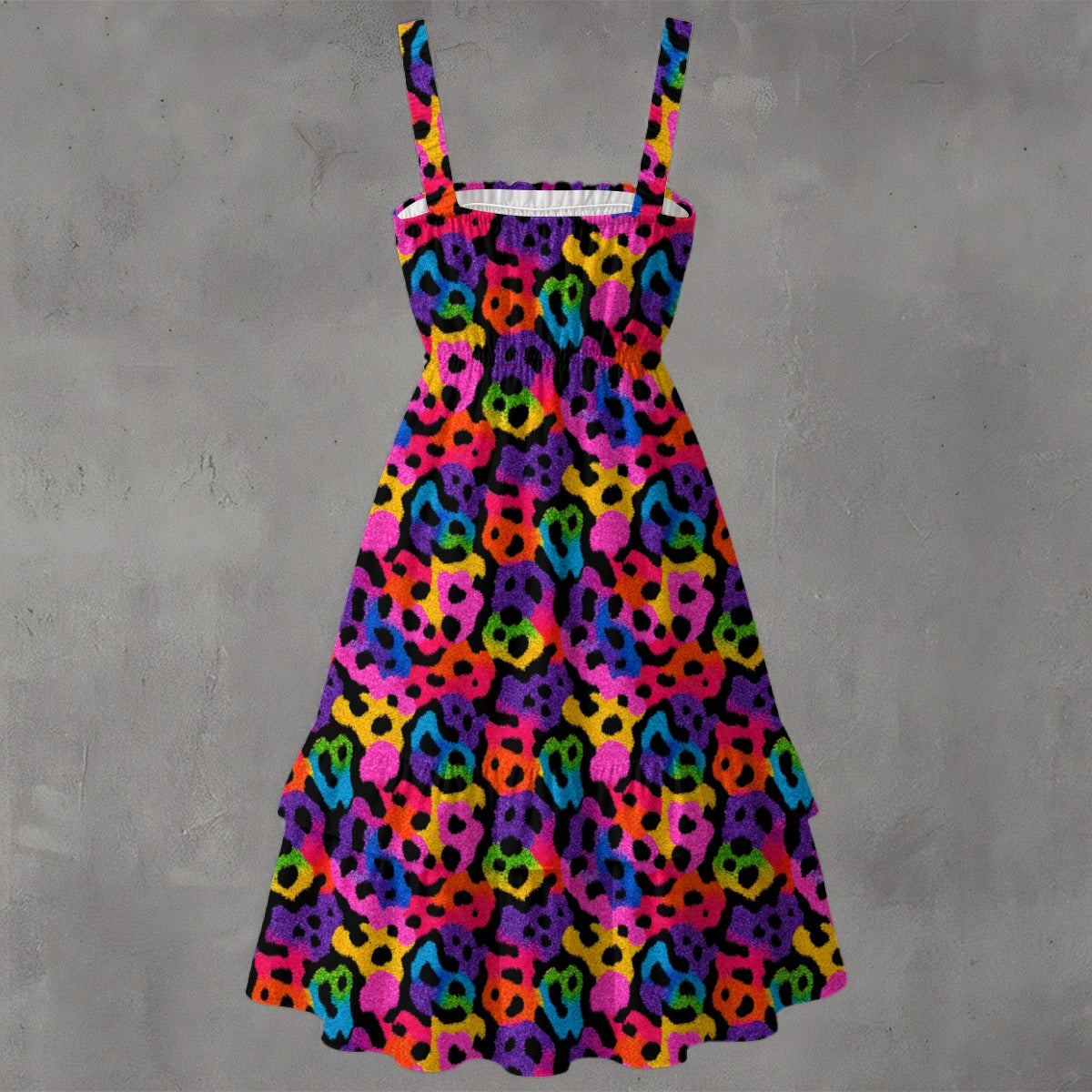 Radiant Leopard Ruffle Hem Dress - Gothic Animal Print Elegant