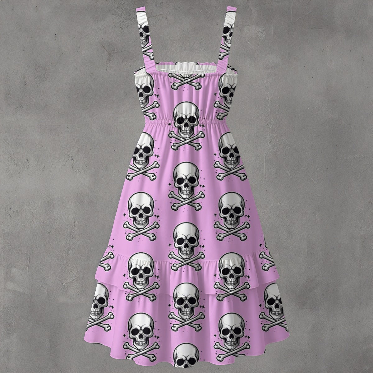 Skull Ritual Pink - Ruffle Hem Dress