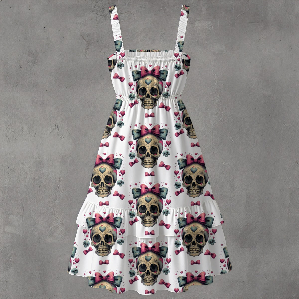 Cutie De Los Muertos Ruffle Hem Dress - Gothic Día de los Muertos