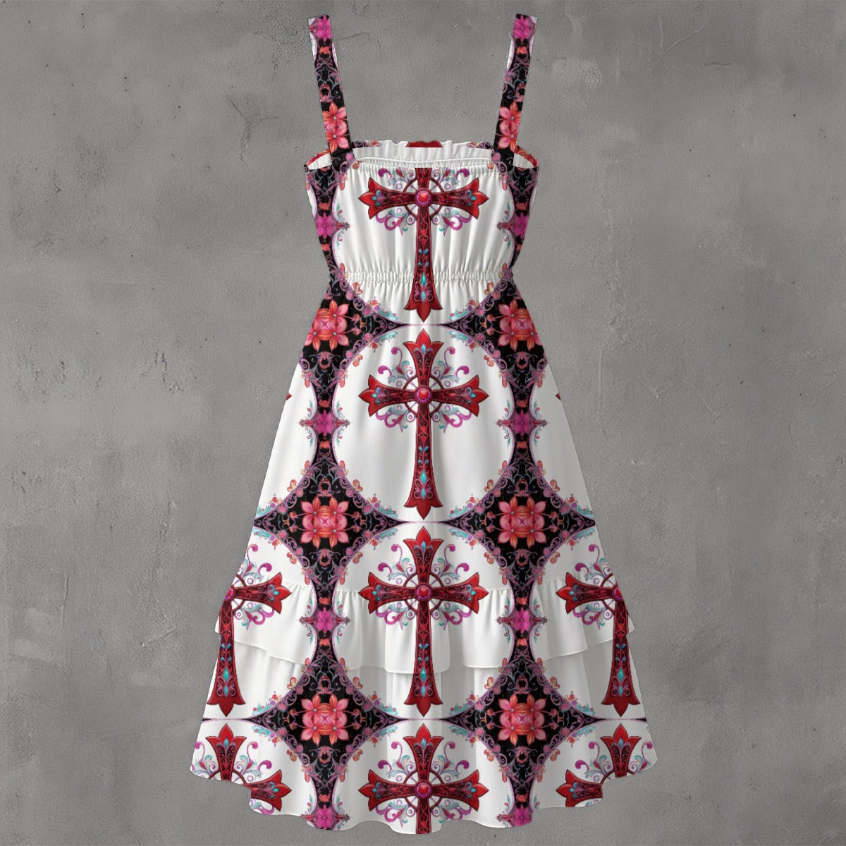 Faithful Ruffle Hem Dress - Gothic Devotional Elegant