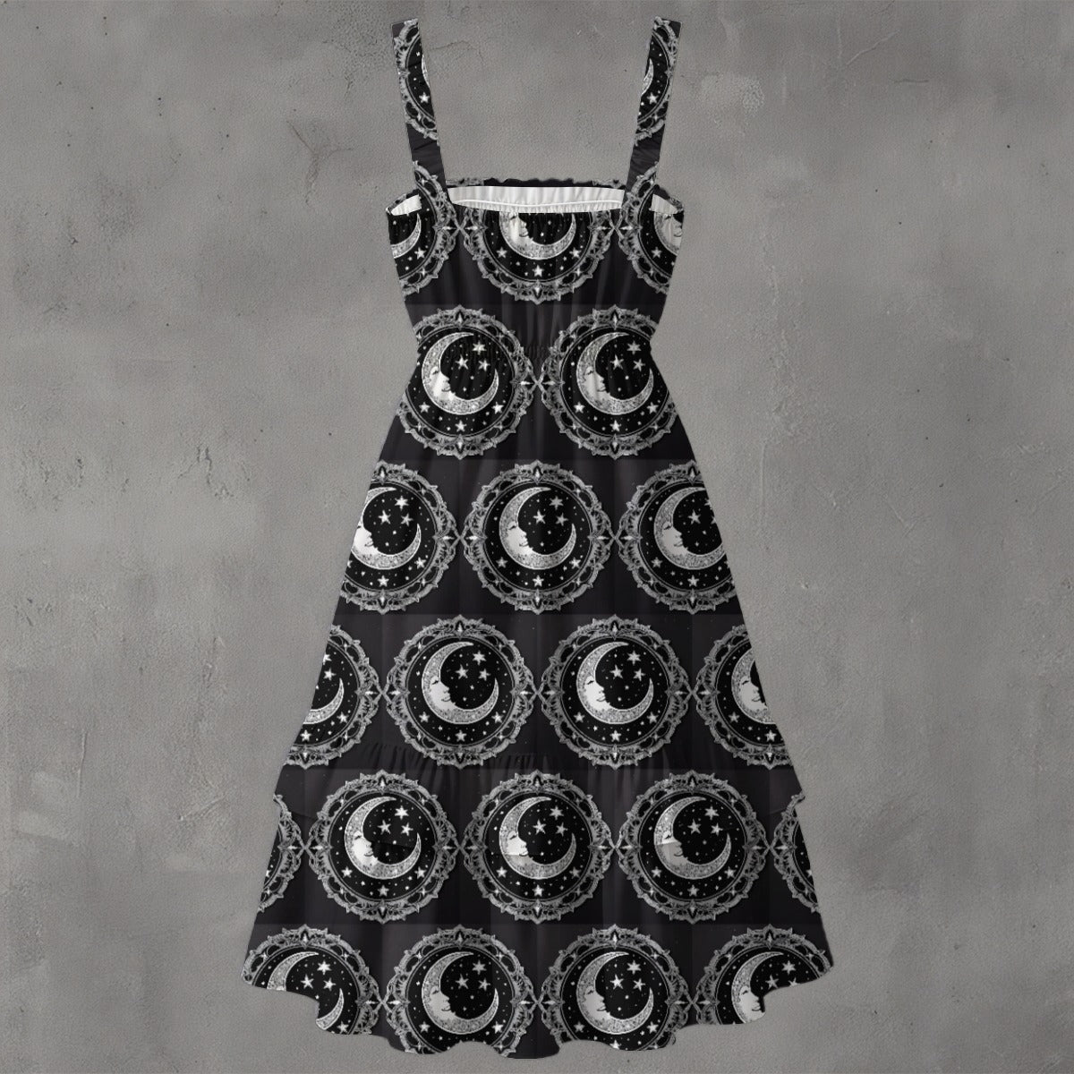 Over the Moon Ruffle Hem Dress - Gothic Celestial Elegant