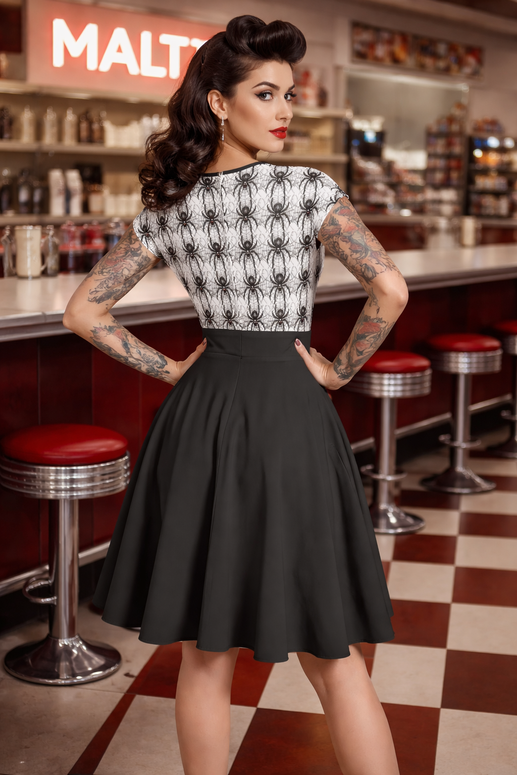 Widow Maker- Short Sleeve A-Line Midi Dress
