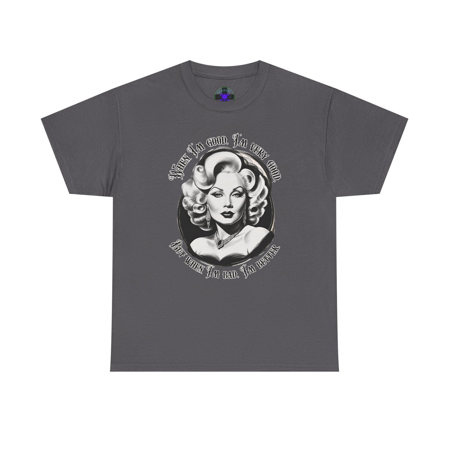 Mae West Heavy Cotton Graphic Tee Charcoal