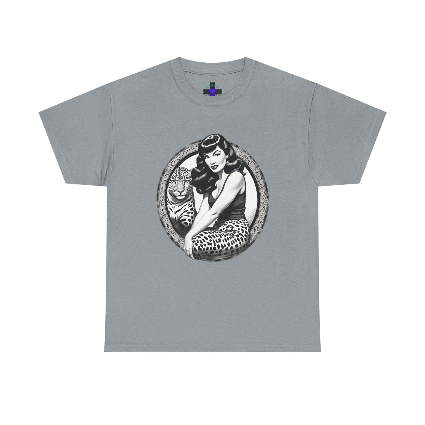 Bettie Page Cougar Heavy Cotton Graphic Tee Gravel
