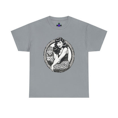 Bettie Page Cougar Heavy Cotton Graphic Tee Gravel