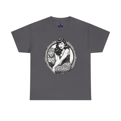 Bettie Page Cougar Heavy Cotton Graphic Tee Charcoal