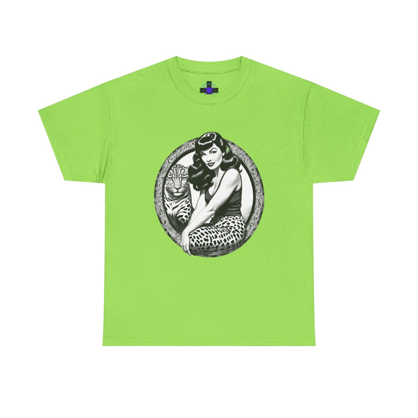 Bettie Page Cougar Heavy Cotton Graphic Tee Neon Green