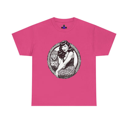 Bettie Page Cougar Heavy Cotton Graphic Tee Heliconia