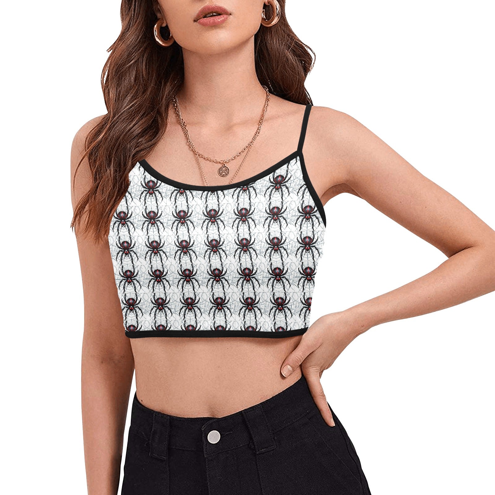 Widow Maker Spaghetti Strap Crop Top Black