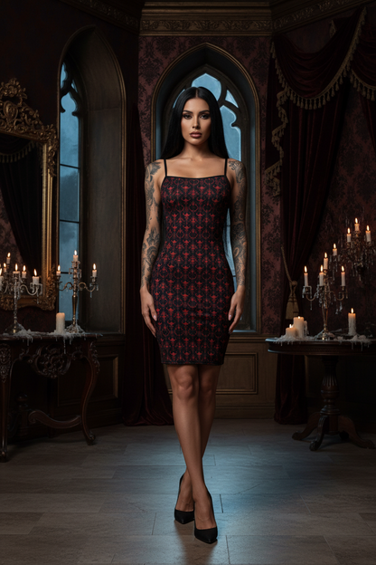 Dark Descent Slim Sling Dress - Gothic Bodycon Mini White