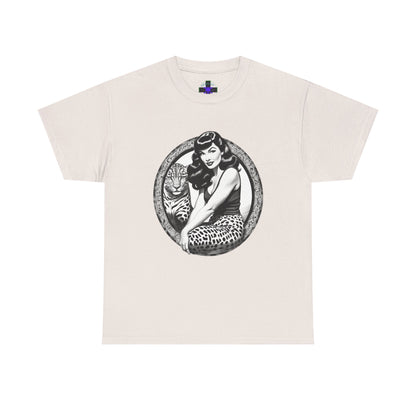 Bettie Page Cougar Heavy Cotton Graphic Tee Ice Grey