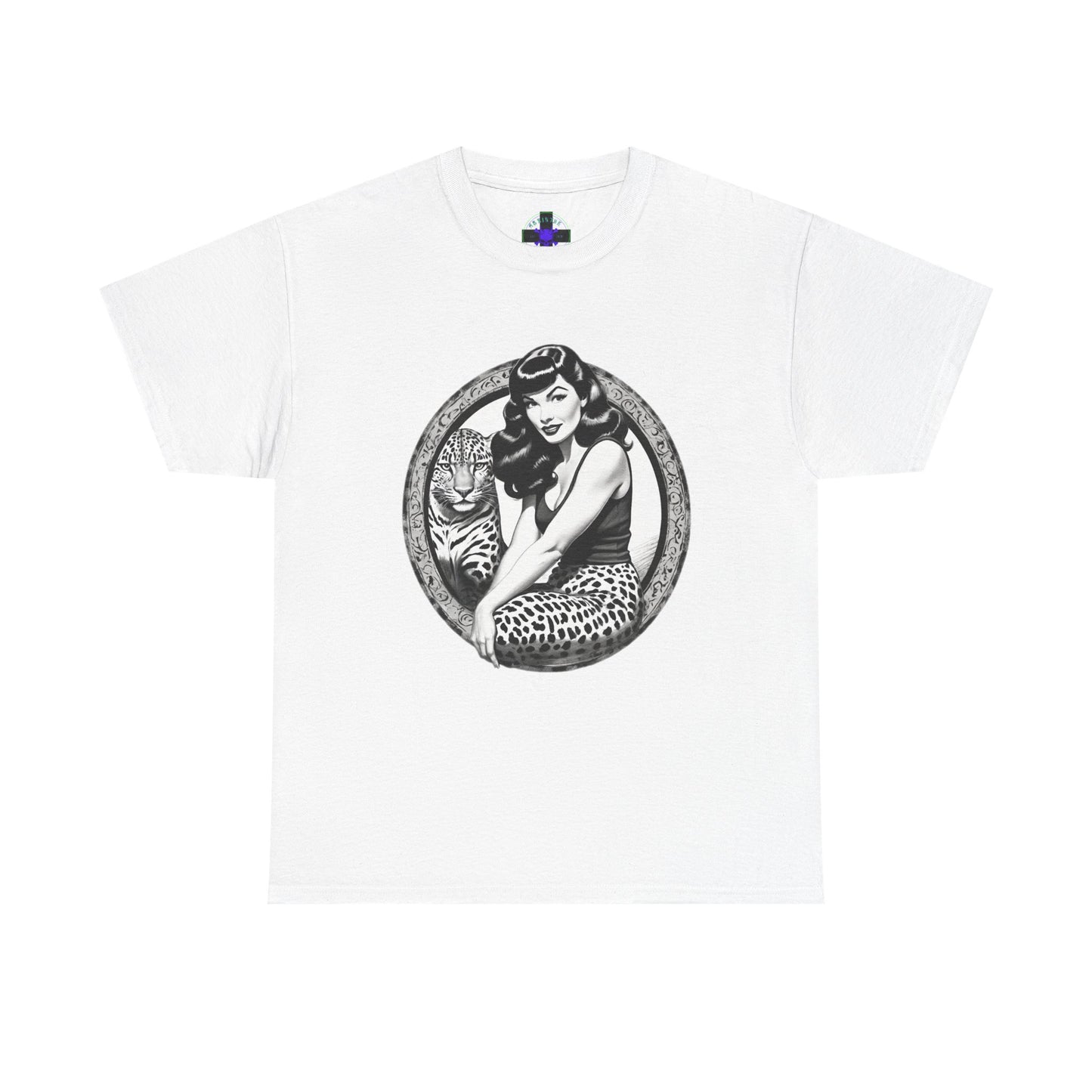Bettie Page Cougar Heavy Cotton Graphic Tee White