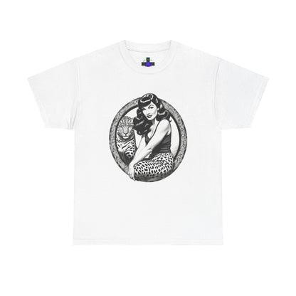 Bettie Page Cougar Heavy Cotton Graphic Tee White