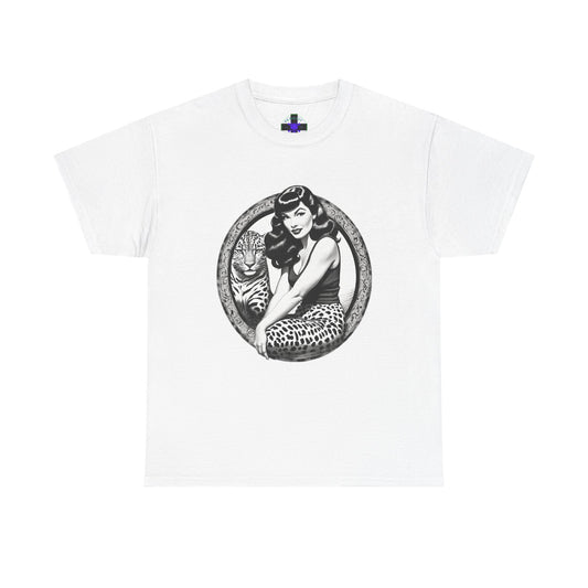 Bettie Page Cougar Heavy Cotton Graphic Tee White