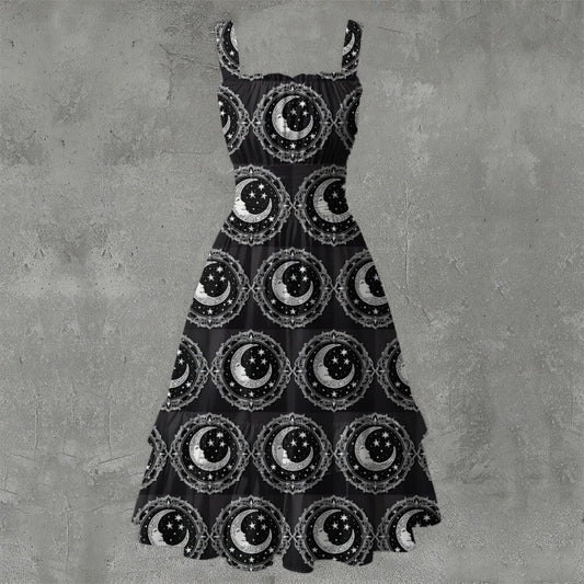 Over the Moon Ruffle Hem Dress - Gothic Celestial Elegant White