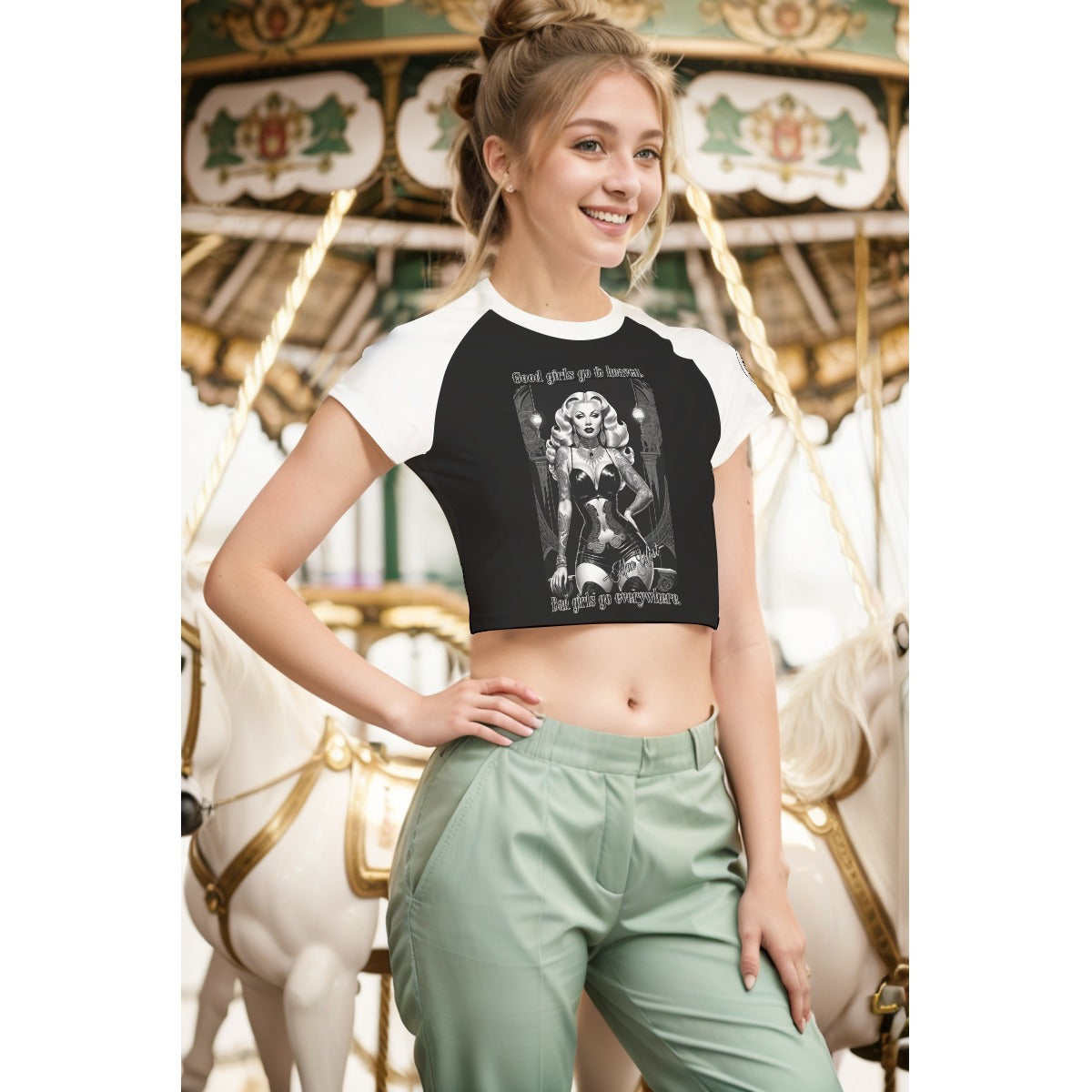 Good Girls Go To Heaven, Bad Girls Go Everywhere- Mae West - Cropped T-shirt