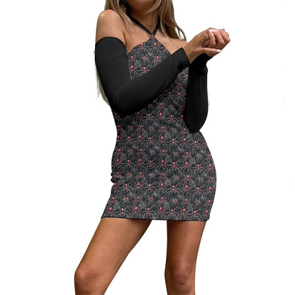 Arach-No-Phobia Halter Lace-up Dress