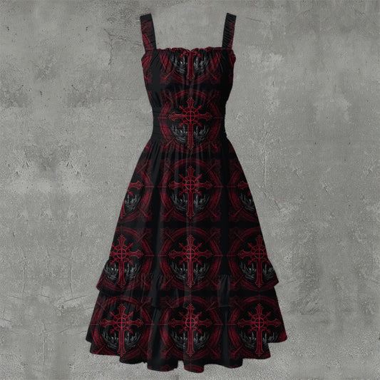 Darkened Veil Ruffle Hem Dress - Gothic Mysterious Elegant White