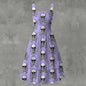 Skull Ritual Lavender - Ruffle Hem Dress White