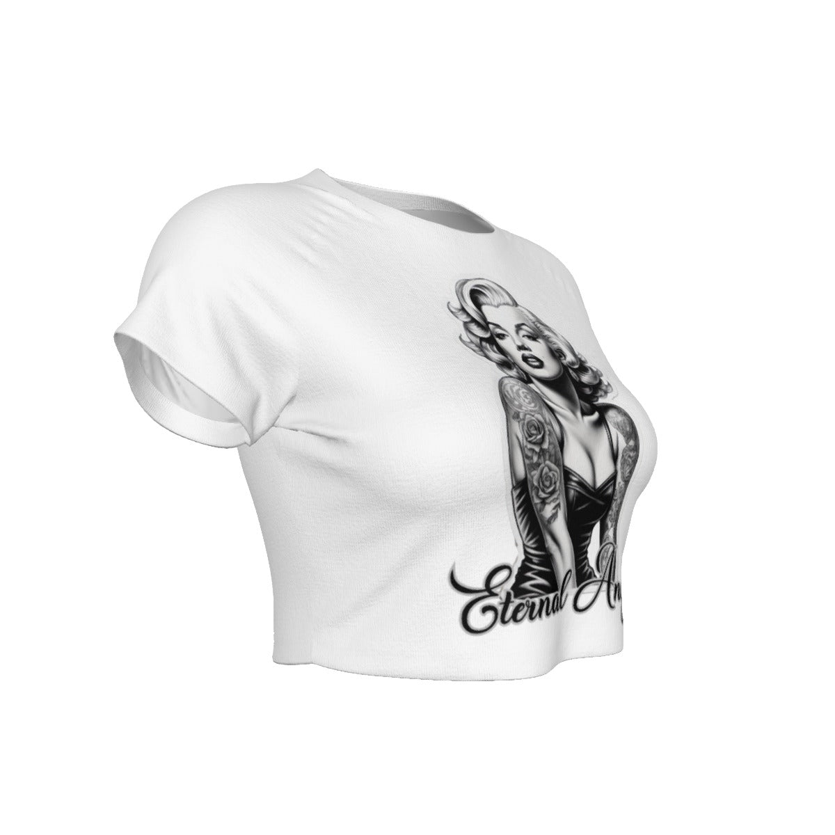 Eternal Angel White Cropped T-shirt - Gothic Raglan