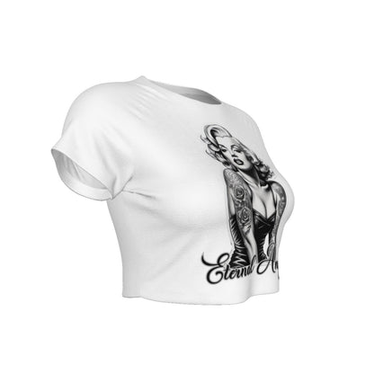 Eternal Angel White Cropped T-shirt - Gothic Raglan