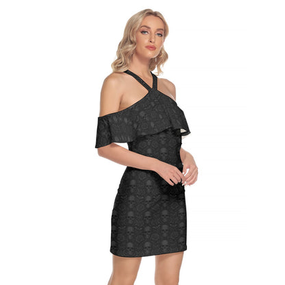 Eternal Abyss - Cold Shoulder Ruffle Cami Dress