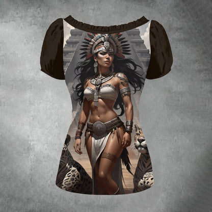 Jaguar Queen - Mexico Pride - Puff Sleeve Shirt