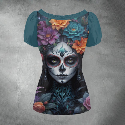 Serene Shadows-Puff Sleeve Shirt