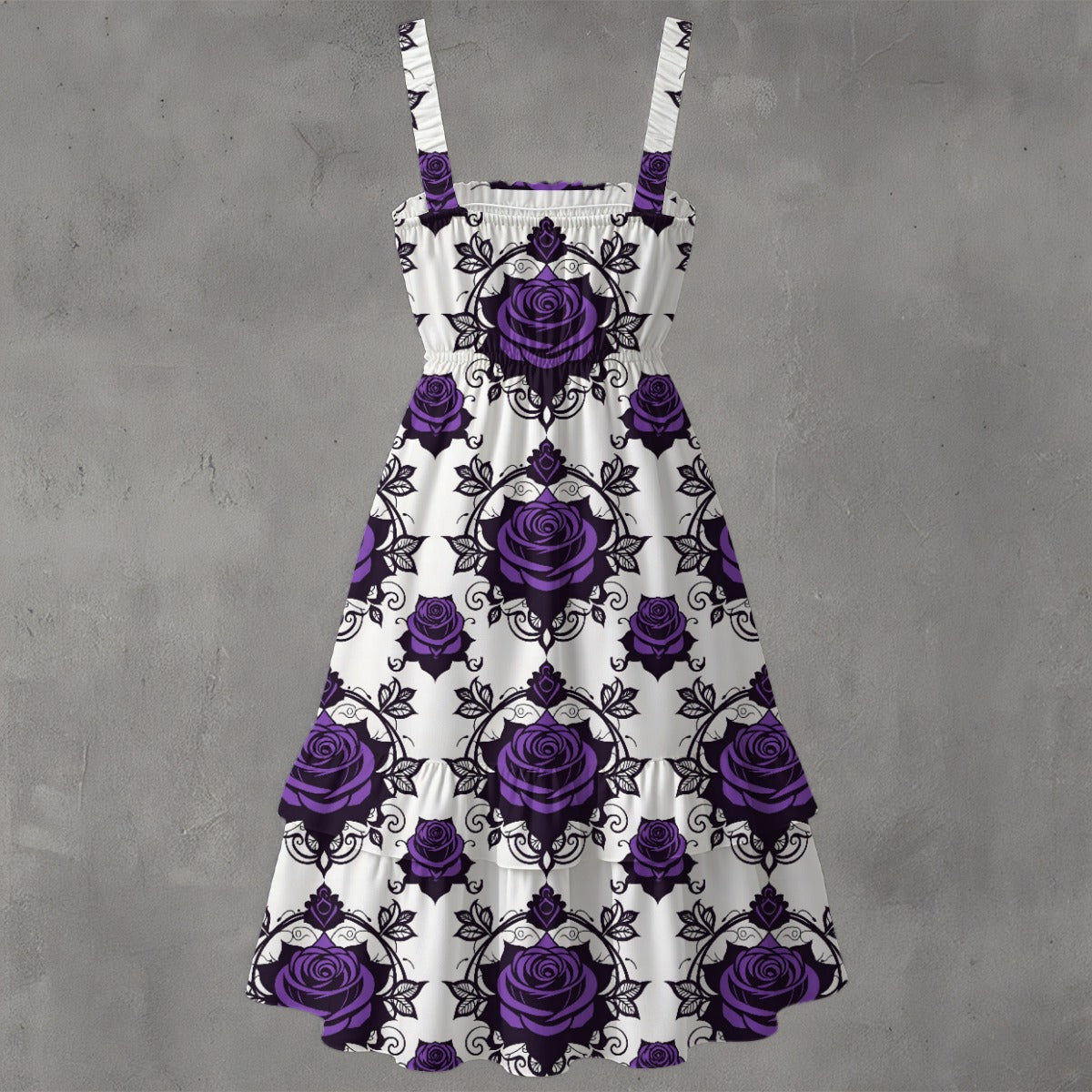 Rosa Victoriana Ruffle Hem Dress - Gothic Victorian Rose Elegant