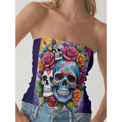 Haunted Harmony - Double-Layer Strapless Top White