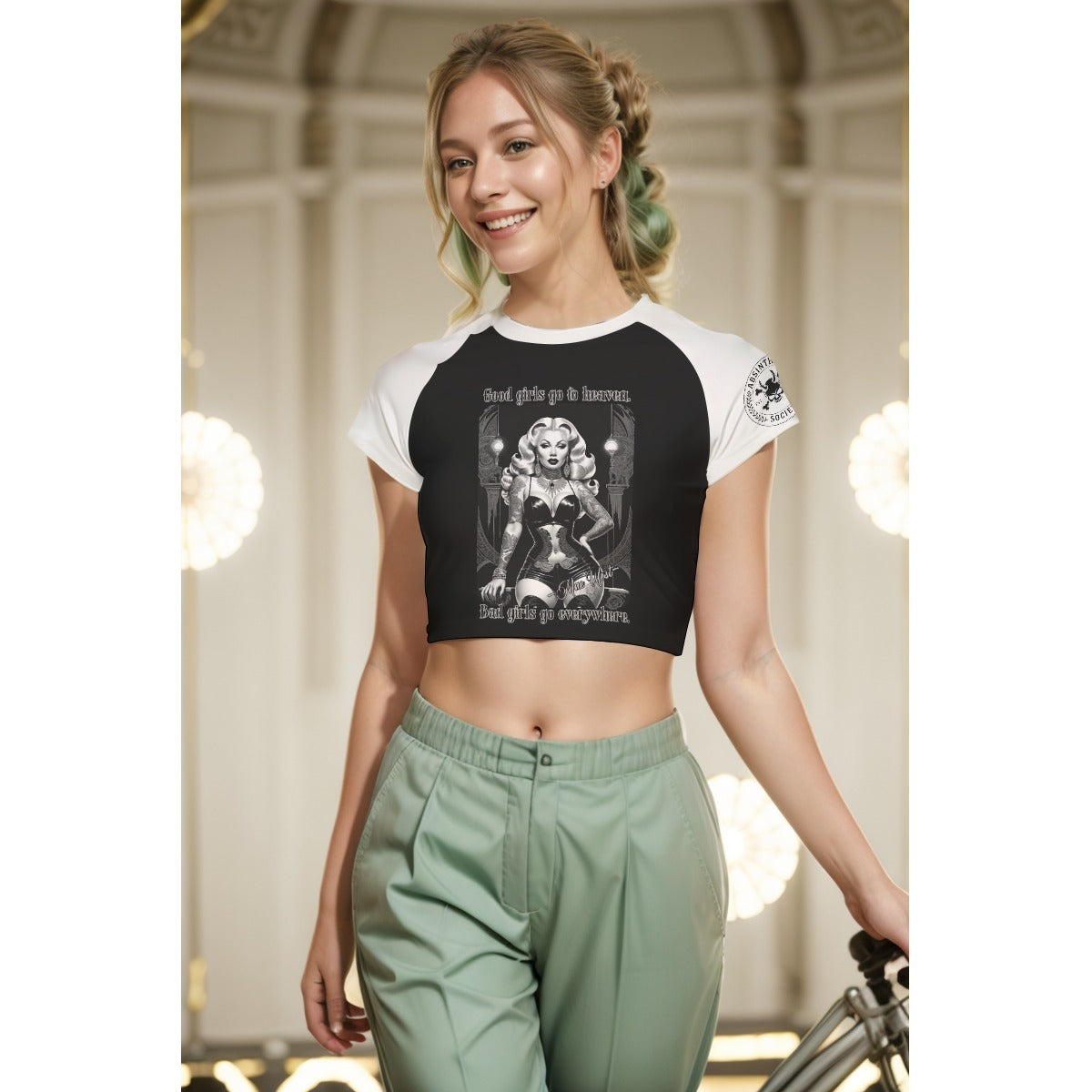 Good Girls Go To Heaven, Bad Girls Go Everywhere- Mae West - Cropped T-shirt White