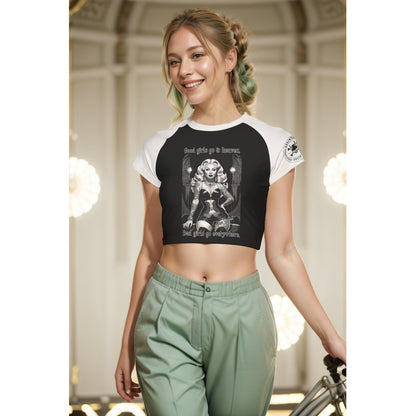 Good Girls Go To Heaven, Bad Girls Go Everywhere- Mae West - Cropped T-shirt White