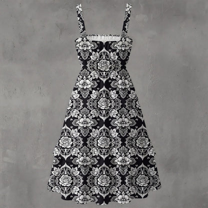 Gothic Lace Ruffle Hem Dress - Dark Romantic Elegant