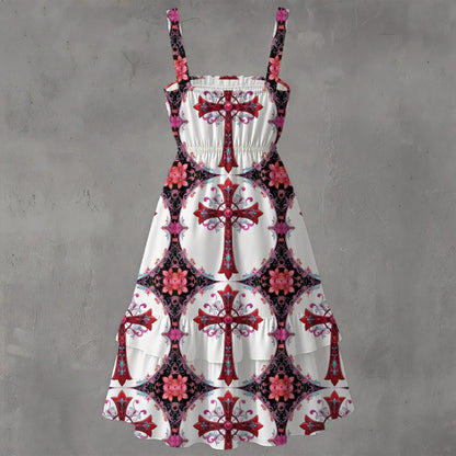 Faithful Ruffle Hem Dress - Gothic Devotional Elegant