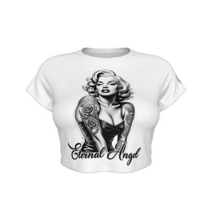 Eternal Angel White Cropped T-shirt - Gothic Raglan White