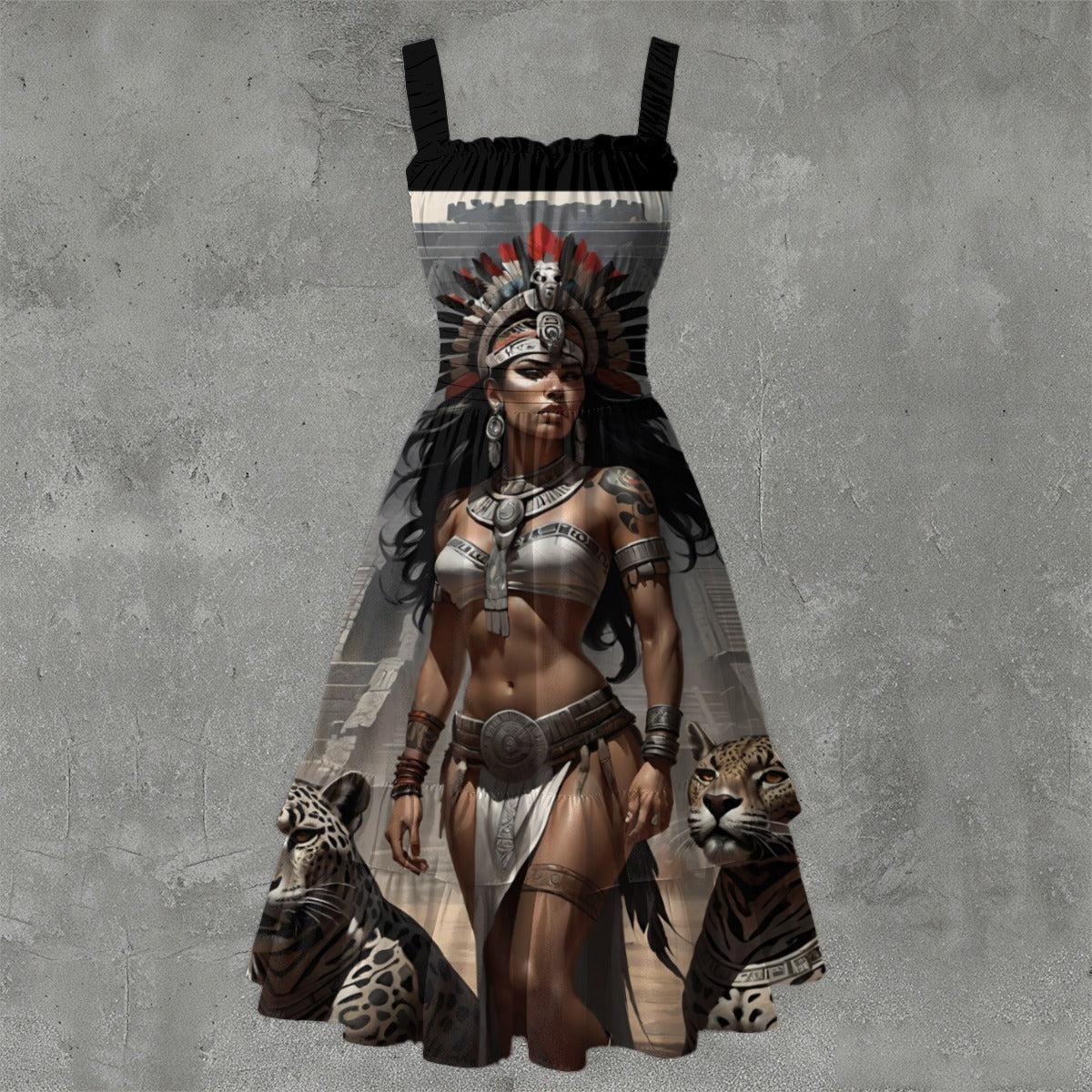 Jaguar Queen - Ruffle Hem Dress White