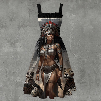 Jaguar Queen - Ruffle Hem Dress White