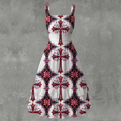 Faithful Ruffle Hem Dress - Gothic Devotional Elegant White