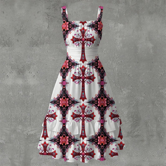 Faithful Ruffle Hem Dress - Gothic Devotional Elegant White