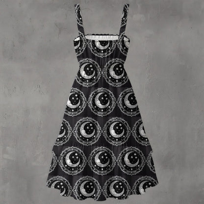 Over the Moon Ruffle Hem Dress - Gothic Celestial Elegant