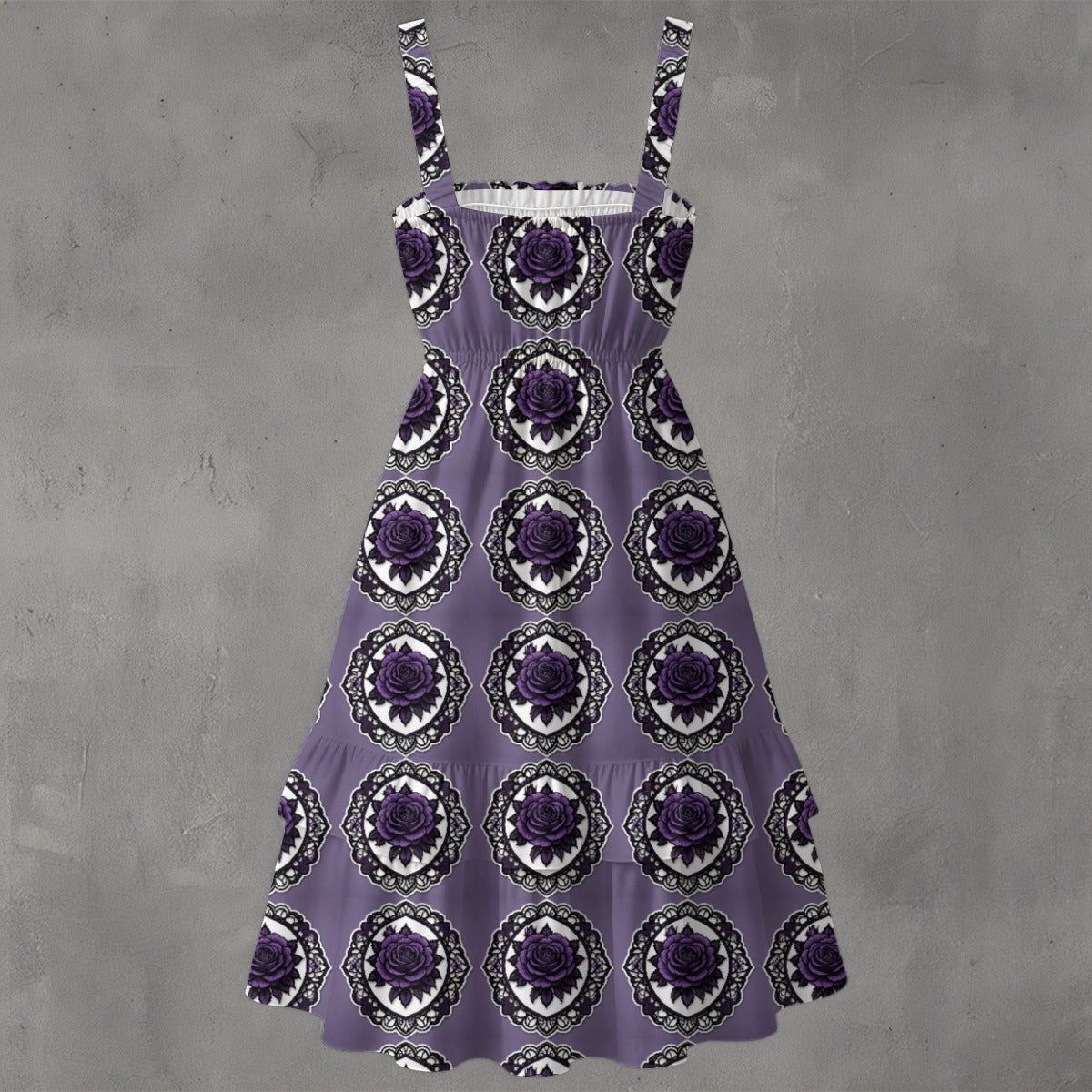 Victorian Rosé Ruffle Hem Dress - Gothic Romantic Vintage