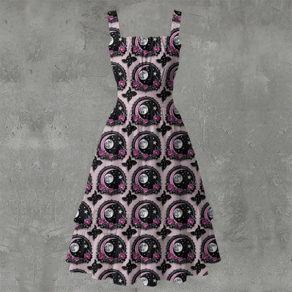 Moonlit Elegance Ruffle Hem Dress - Gothic Celestial White