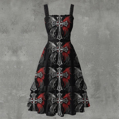 Duo Goth Ruffle Hem Dress - Gothic Duality Elegant White