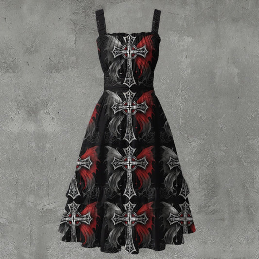 Duo Goth Ruffle Hem Dress - Gothic Duality Elegant White