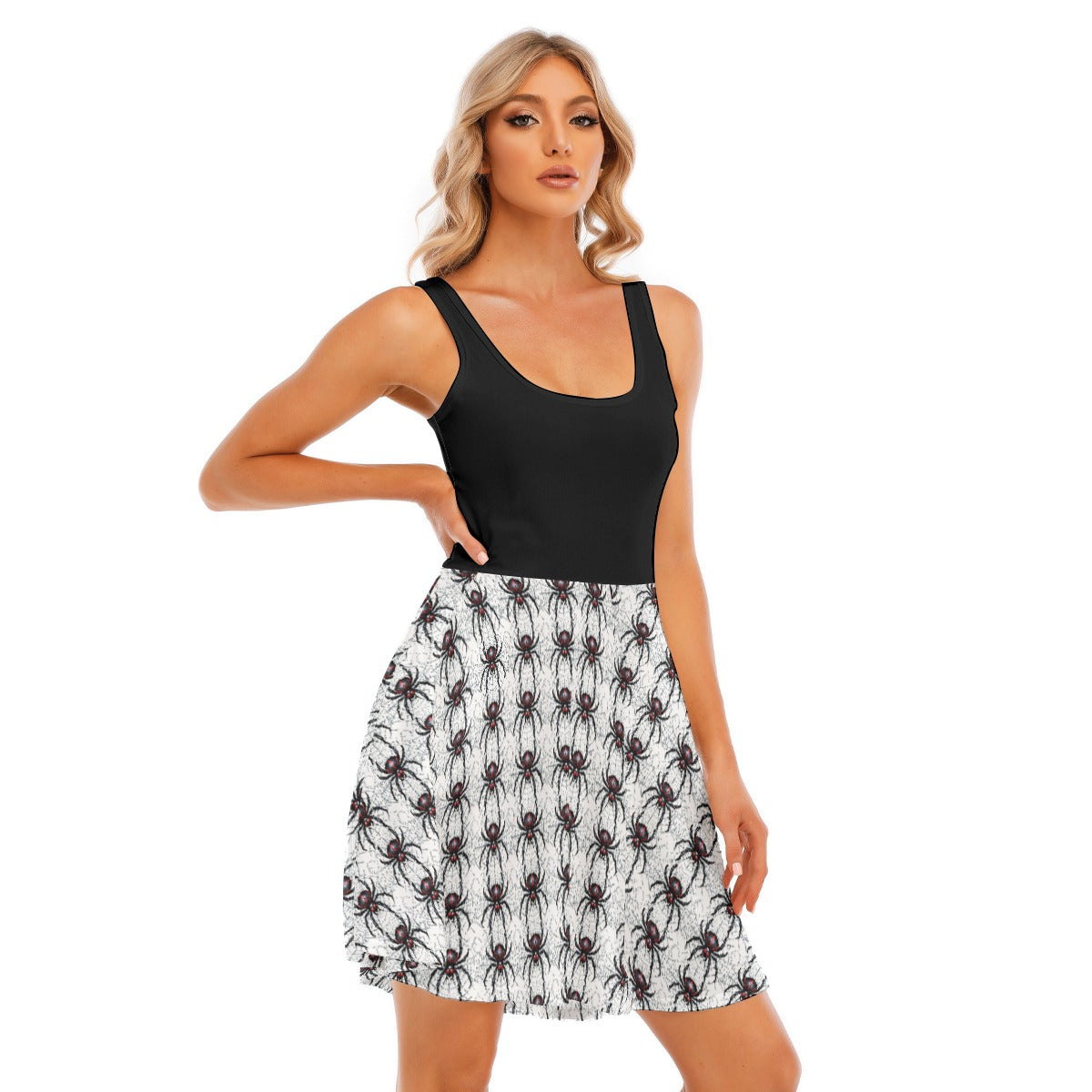 Widow Maker - All-Over Print Women's Tank Vest Dress White