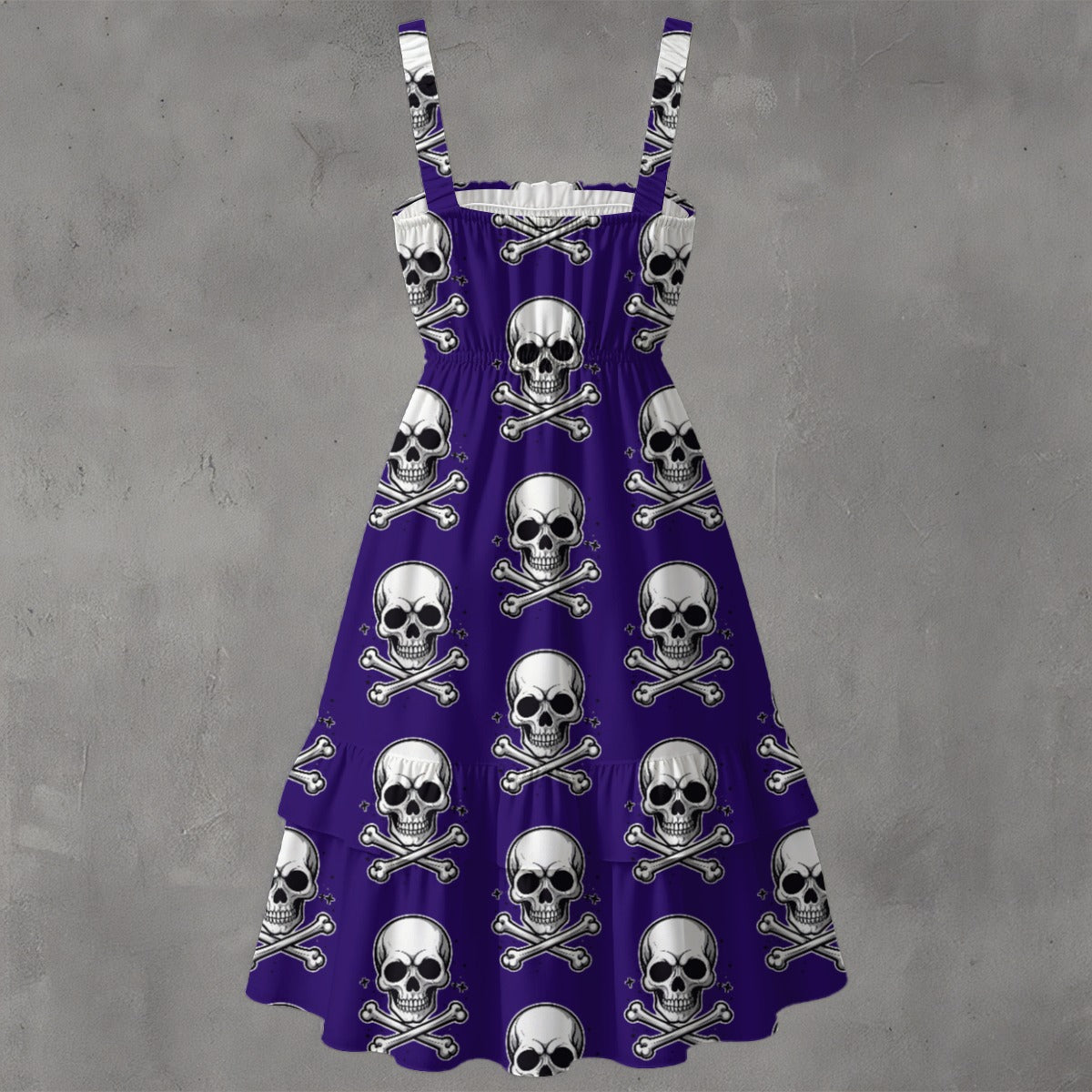 Skull Ritual Deep Purple- Ruffle Hem Dress