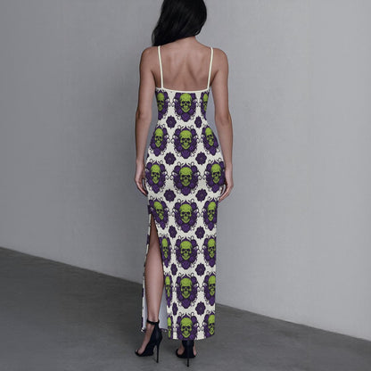 Absinthe Haze All-Over Print Long Dress with Slit