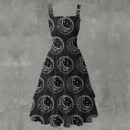 Moon Over My Hemmy Ruffle Hem Dress - Gothic Celestial Playful White