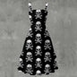 Skull Ritual Black- Ruffle Hem Dress White