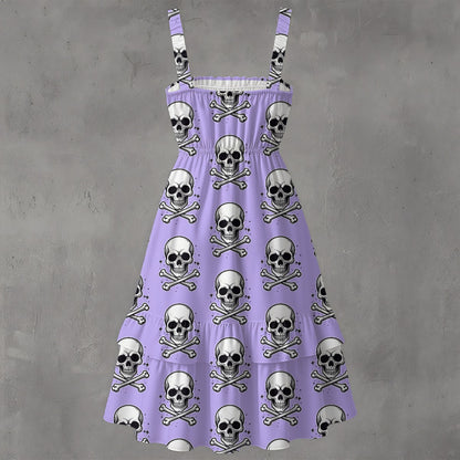 Skull Ritual Lavender - Ruffle Hem Dress